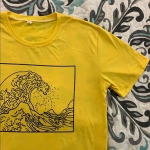 Hokusai wave surfer girl soft yellow tee